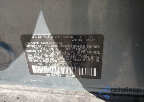 2013 Subaru Forester 2.5X from USA, damaged, VIN JF2SHABCXDH401952